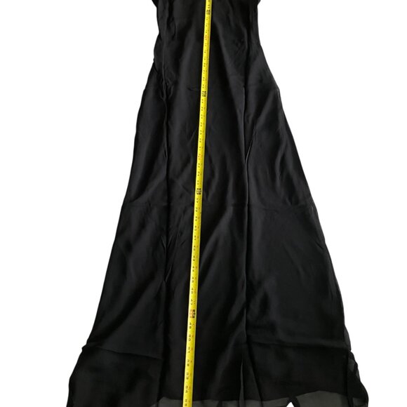 Rumored size M & L Vintage Slip Maxi Dress Black Medium / Large Retro Crepe Glam - Picture 10 of 16